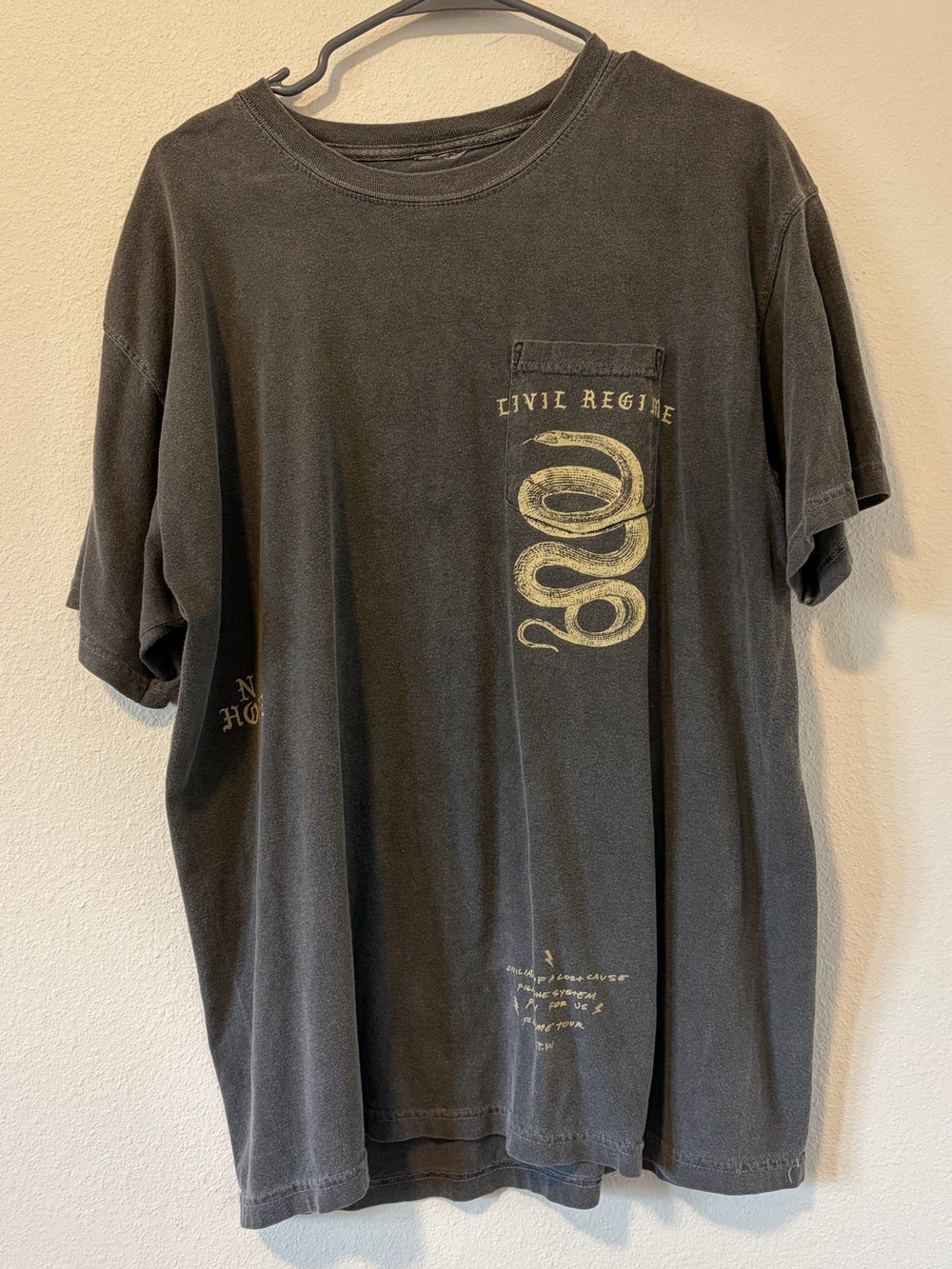 Civil Regime Snake Graphic Pocket T-Shirt Faded Charcoal Gray Gym Heavyweight
